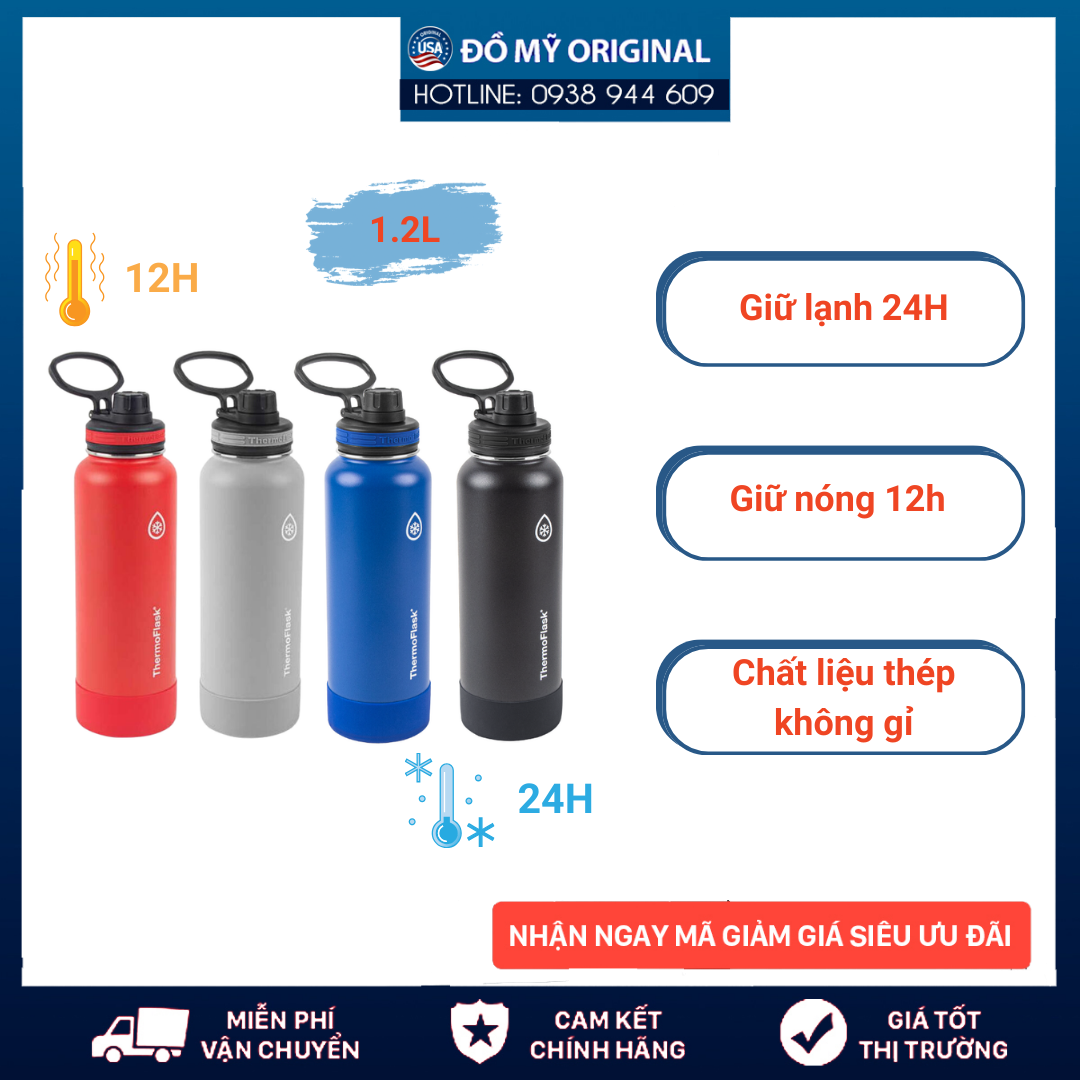 Bình Giữ Nhiệt Thermo Flask 1200ml Hàng Nhập Mỹ Bình Giữ Nhiệt 9.5cm X 9.5cm X 29.5cm Chất Liệu Cao Cấp Độ Bền Cao Hàng Nhập Mỹ