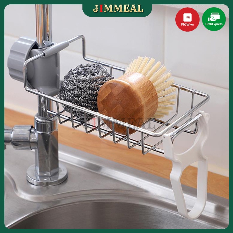 Giá inox để giẻ rửa chén bát gắn vòi inox, giá treo vòi đựng đồ rửa chén bát đa năng