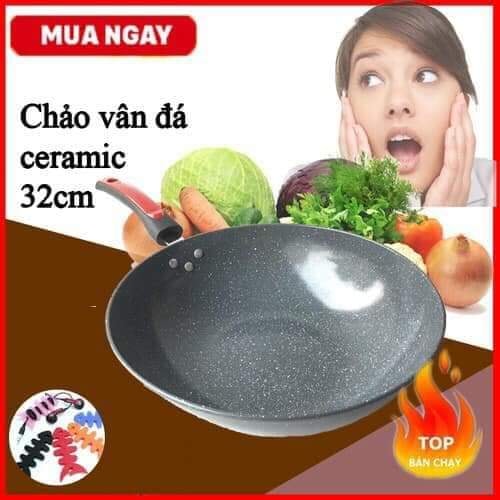 [HÀNG CHẤT LƯỢNG] CHẢO VÂN ĐÁ CERAMIC SIZE TO 32CM LÒNG SÂU - Chảo chống dính vân đá CERAMIC SIZE LỚN 32cm - DÙNG ĐƯỢC BẾP TỪ & HỒNG NGOẠI - CHẢO VÂN ĐÁ CERAMIC SÂU LÒNG CAO CẤP - CHẢO LỚN CHIÊN XÀO CERAMIC CAO CẤP TIỆN LỢI