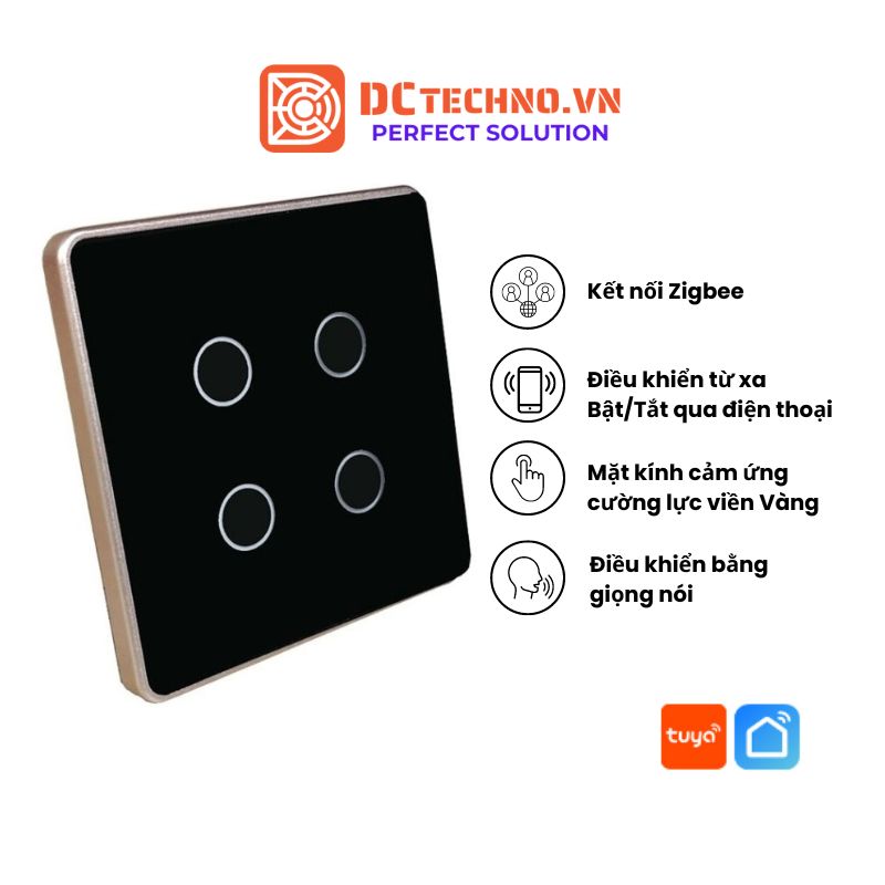 Công tắc thông minh mặt kính cảm ứng Zigbee Tuya Mặt Vuông