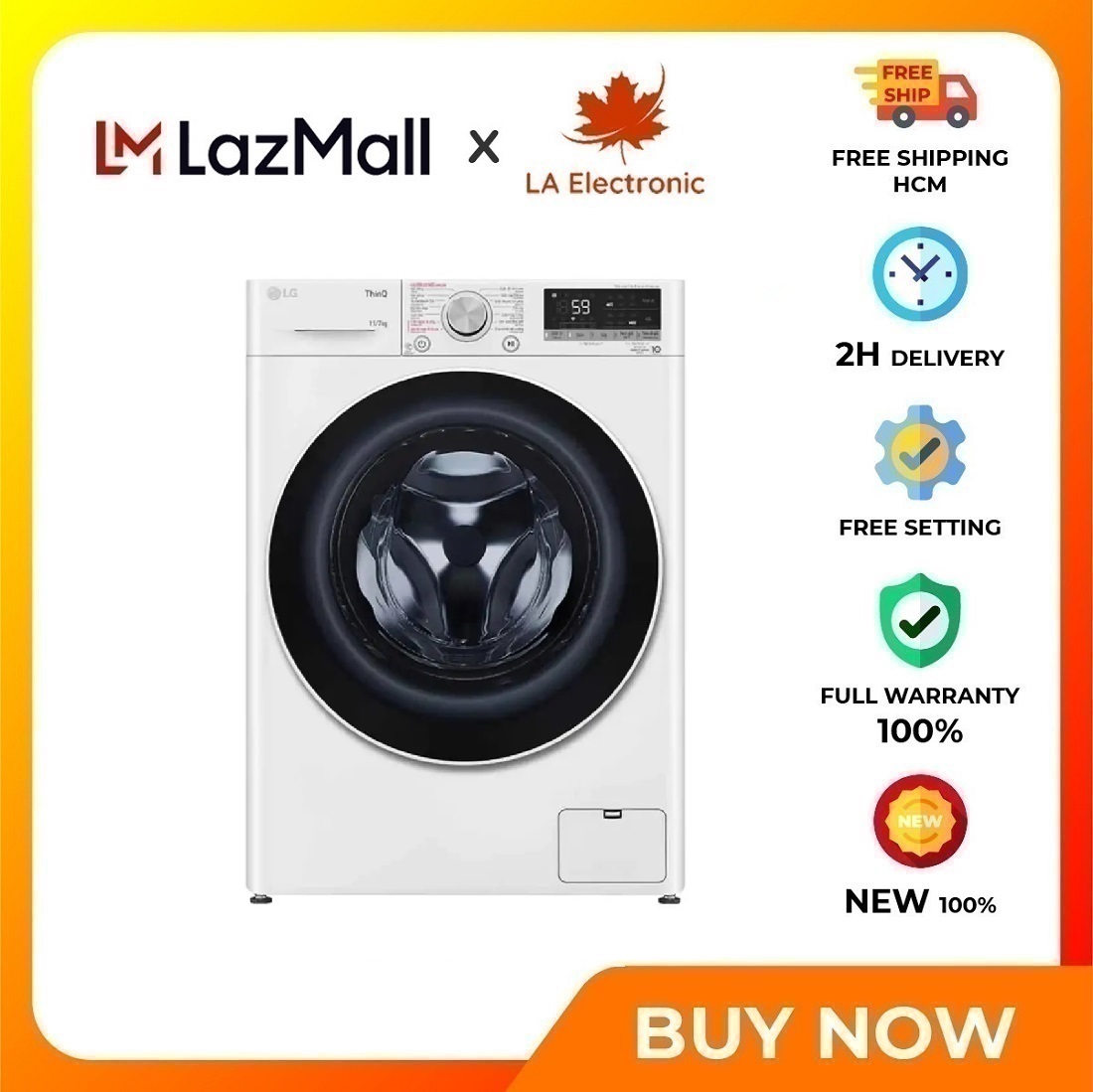 Máy giặt sấy lg inverter 11/7 kg fv1411d4w - miễn phí vận chuyển hcm - smart thinq™ điều khiển máy giặt từ xa khóa trẻ em hẹn giờ