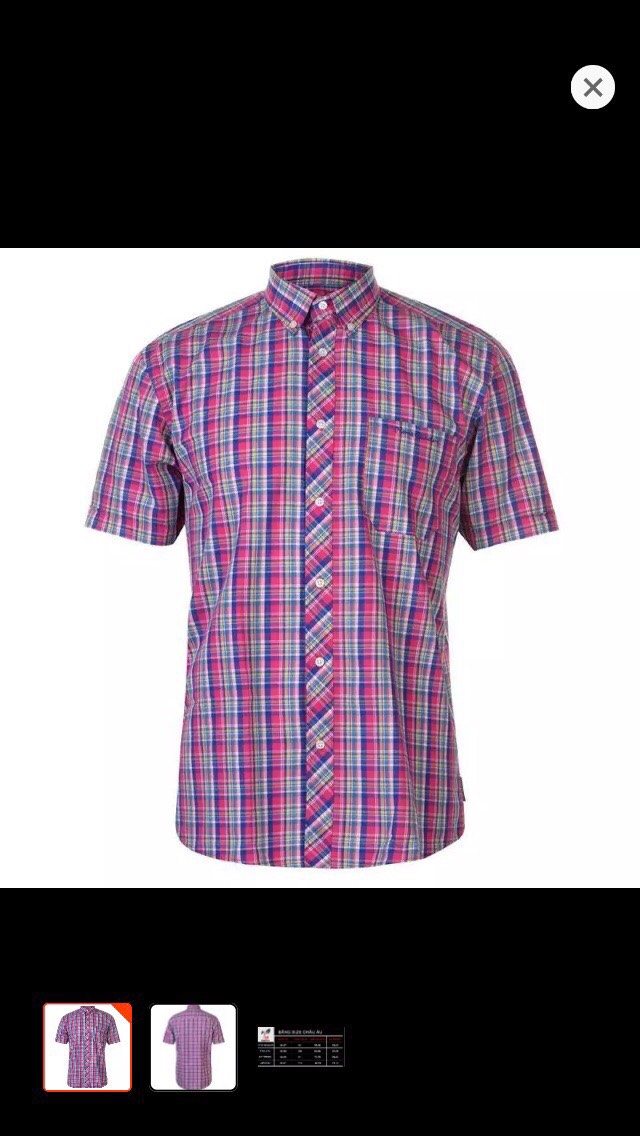 Áo sơ mi ngắn tay P.Cardin Check Short Sleeve Shirt Mens