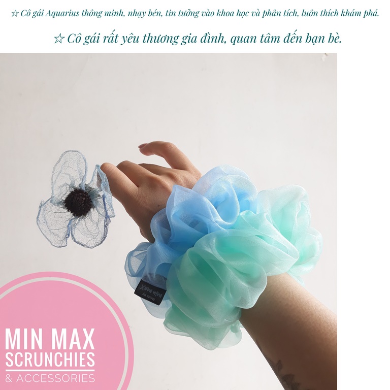 Đồ cột tóc, đồ buộc tóc scrunchies Aquarius – Bảo Bình handmade by MIN MAX, Phụ kiện làm đẹp cho tóc đường kính 13cm - 14cm