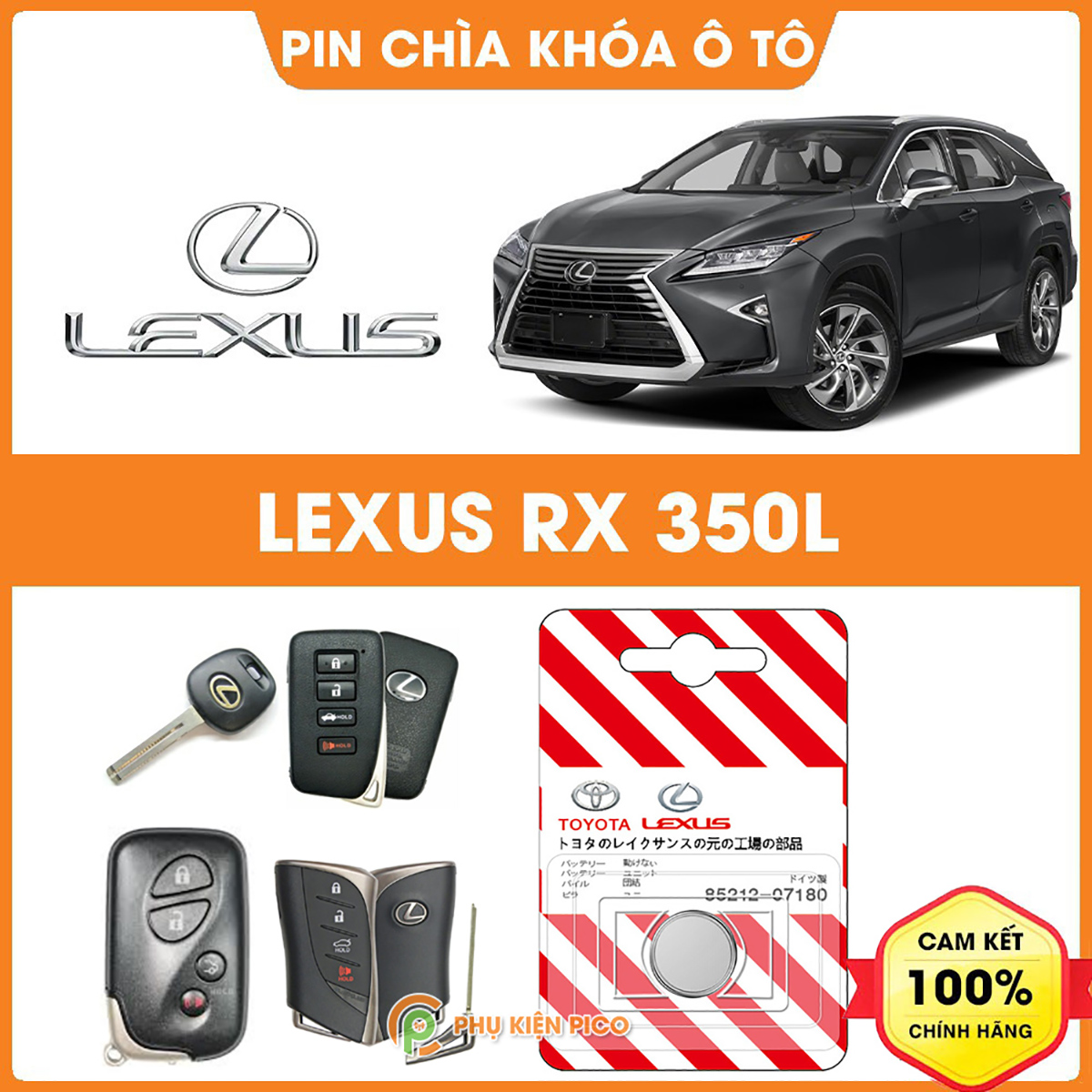 Pin chìa khóa ô tô Lexus RX 350L chính hãng sản xuất theo công nghệ Nhật Bản - Pin chìa khóa Lexus RX 350L
