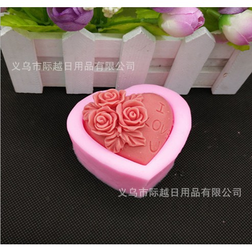 Khuôn silicon 3d làm bánh làm rau câu mẫu Trái tim hồng