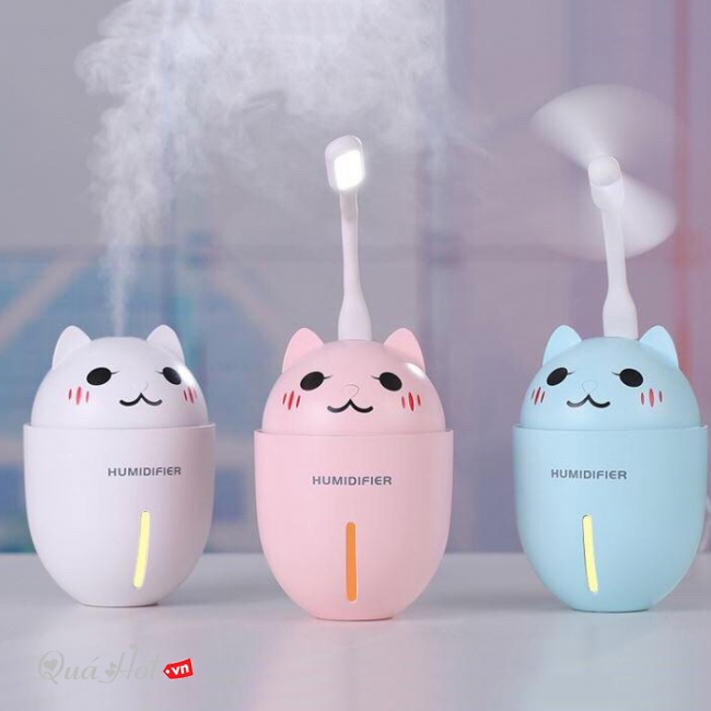 Máy Phun Sương Mini Tạo Độ Ẩm Hình Gấu 3 In 1 Kèm Dây Sạc