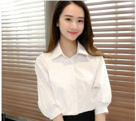 Áo sơ mi nữ công sở thời trang chất liệu vãi lụa mềm mịn mát màu trắng trơn trẻ trung,thanh lịch-TRANGTAYLUNG