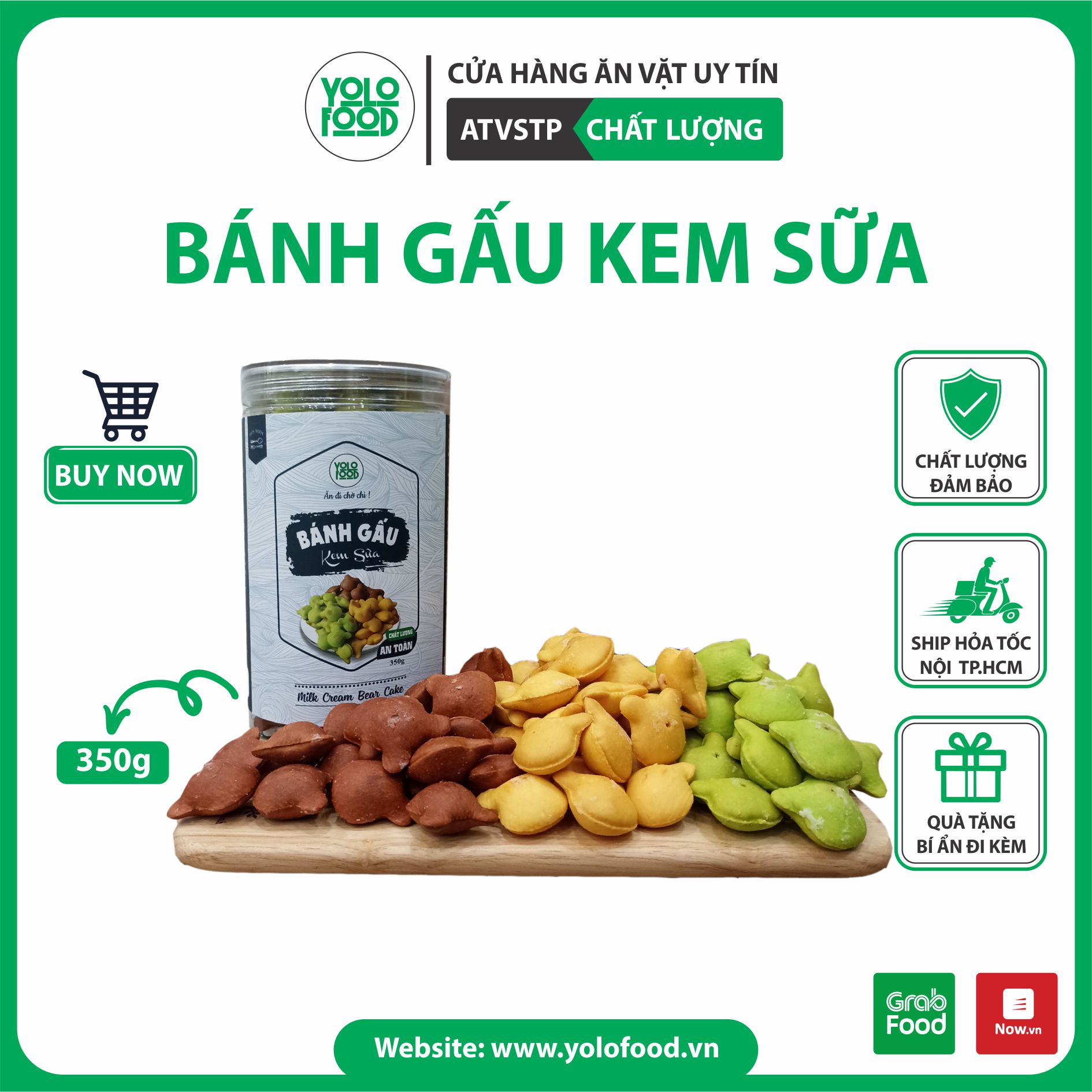 Bánh gấu nhân kem sữa mix 3 vị hộp 350g yolo food đồ ăn vặt ngon , bánh gấu mix 3 vị loại 1 thơm ngon béo ngậy atvstp