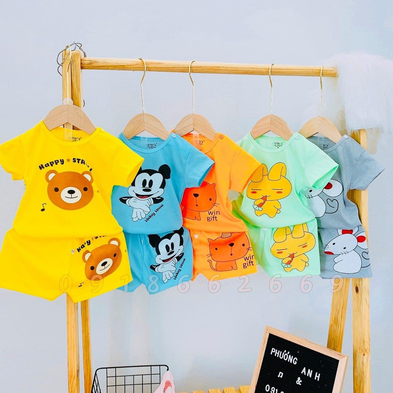 combo 5 bộ cho bé , bộ cộc bé trai ,bé gái cotton 2 chiều ( set cộc chuột) 3-14kg