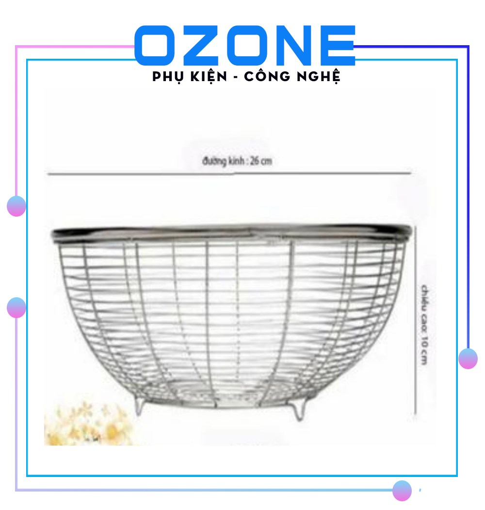 Rổ inox nan thưa để rau củ qủa/ rổ inox đa năng/ rổ inox rửa hoa qủa/ rổ inox nan thưa 33cm bền đẹp