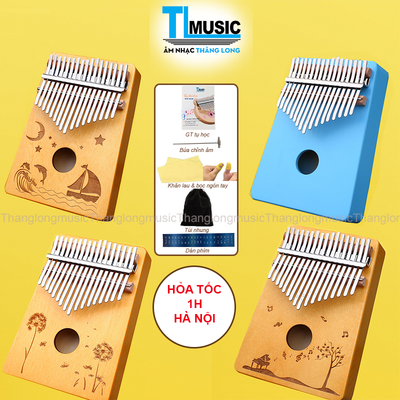 Kalimba giá rẻ full phụ kiện đàn kalimba 17 phím ka03 gỗ mahogany
