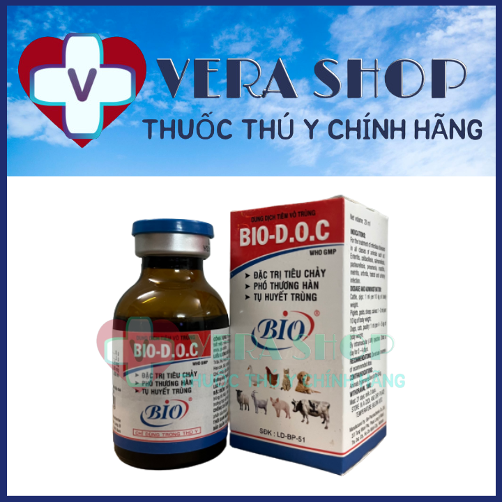 Bio doc d.o.c 20ml - thuốc trị tiêu chảy, phó thương hàn, tụ huyết trùng cho chó mèo, heo, dê, trâu bò - sỉ lẻ thuốc thú y