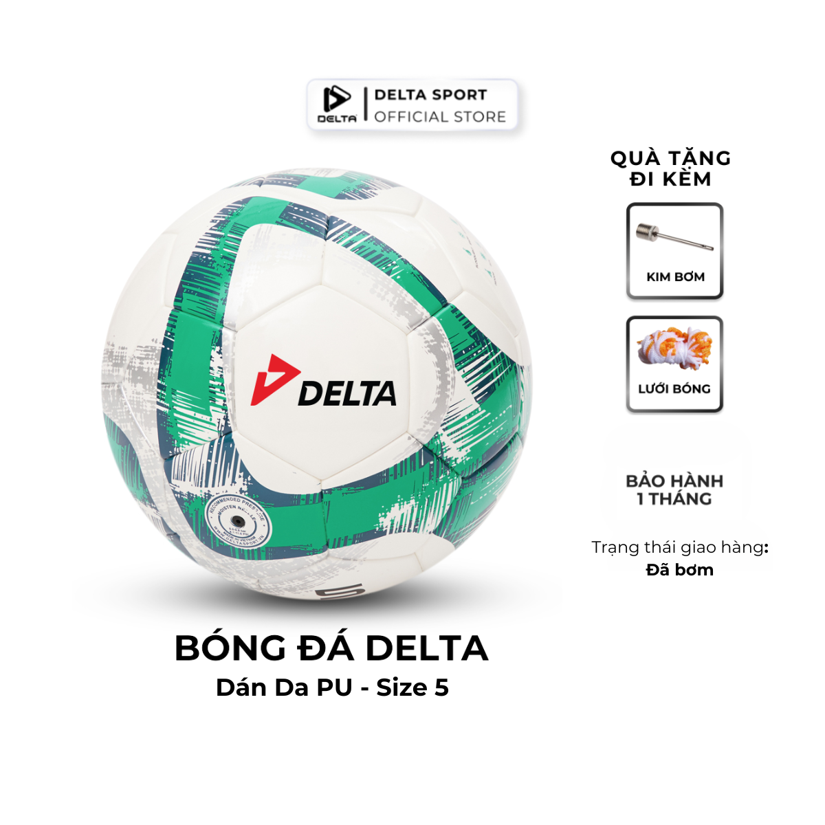 Bóng Đá DELTA CAMPO 5D Size 5 Dán Ép Nhiệt Da PU Chơi Sân 7, 11 Cỏ Nhân Tạo Cho Bé Từ 12 Tuổi DELTADA01
