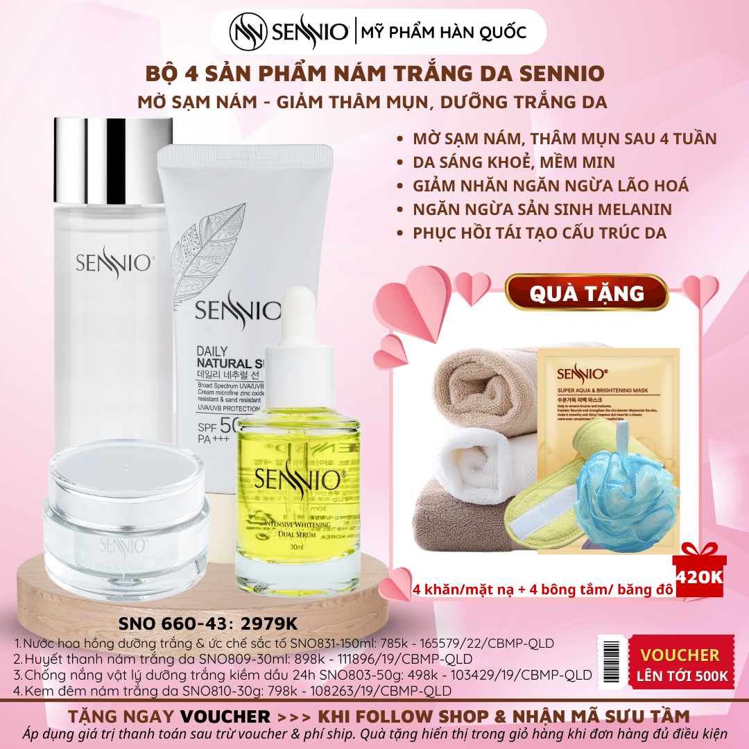 Bộ sản phẩm dưỡng trắng bảo vệ da hồi phục da nám