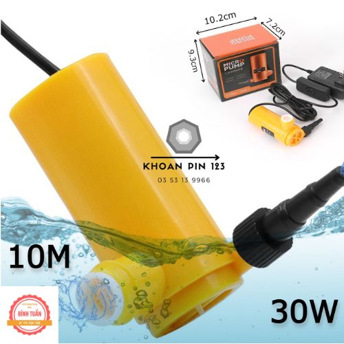 Bơm chìm mini 12v - 30w máy bơm nước cắt rãnh tường bơm cao 10m