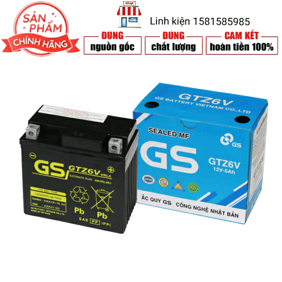 BÌNH ẮC QUY GS GTZ6V 12V-5A
