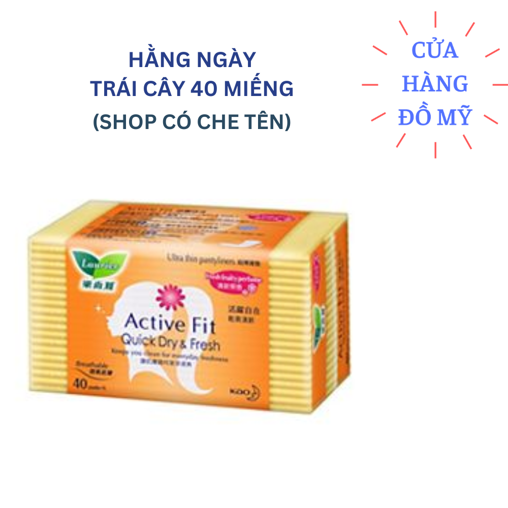 Băng vệ sinh hàng ngày siêu mỏng Laurier Active Fit Quick Dry & Fresh hương trái cây 40 miếng - Shop Hong1008