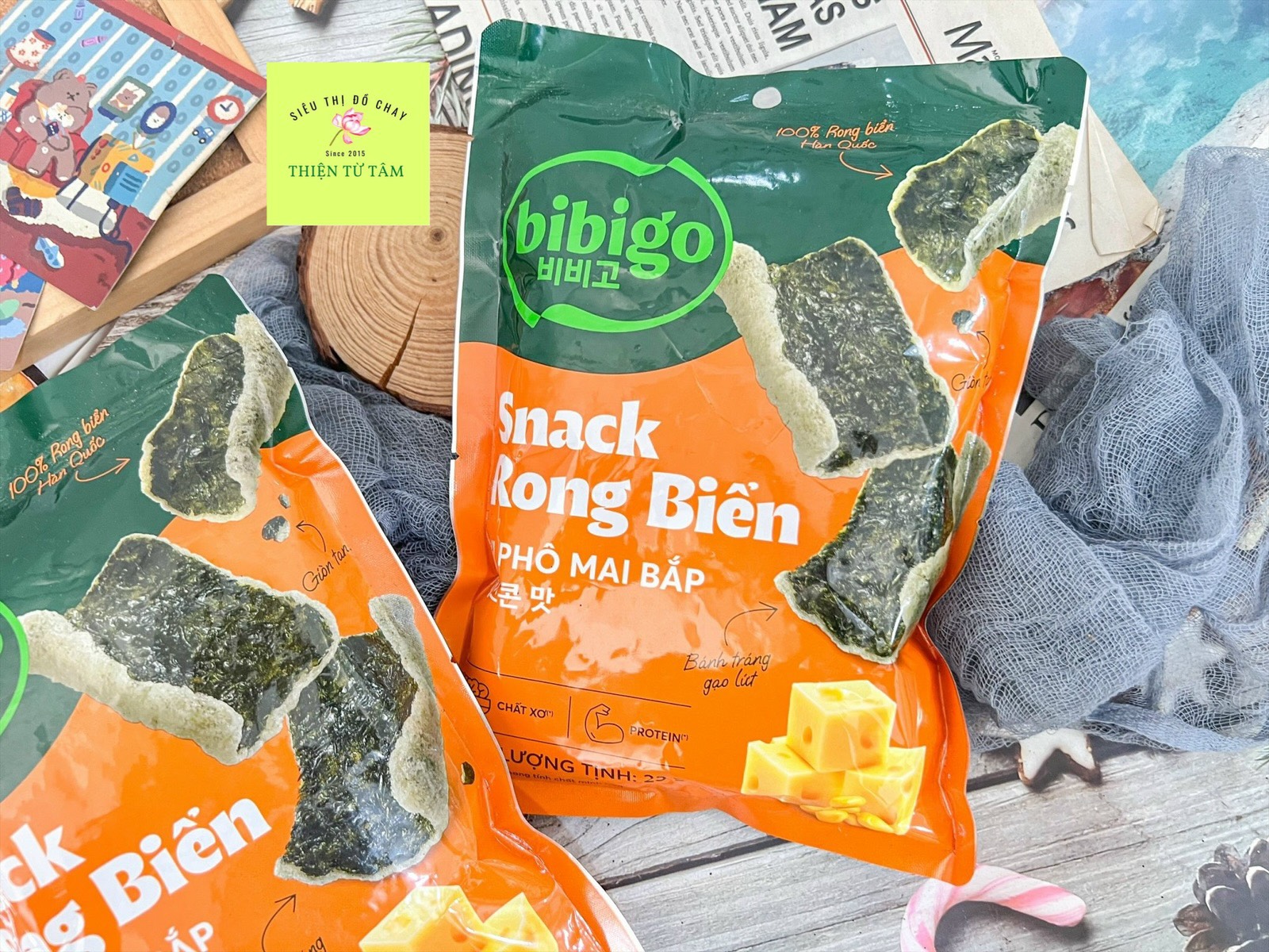 Snack Rong Biển Bibigo Vị Truyền Thống Bắp Mật Ong Và Vị Phô Mai Bắp 25G