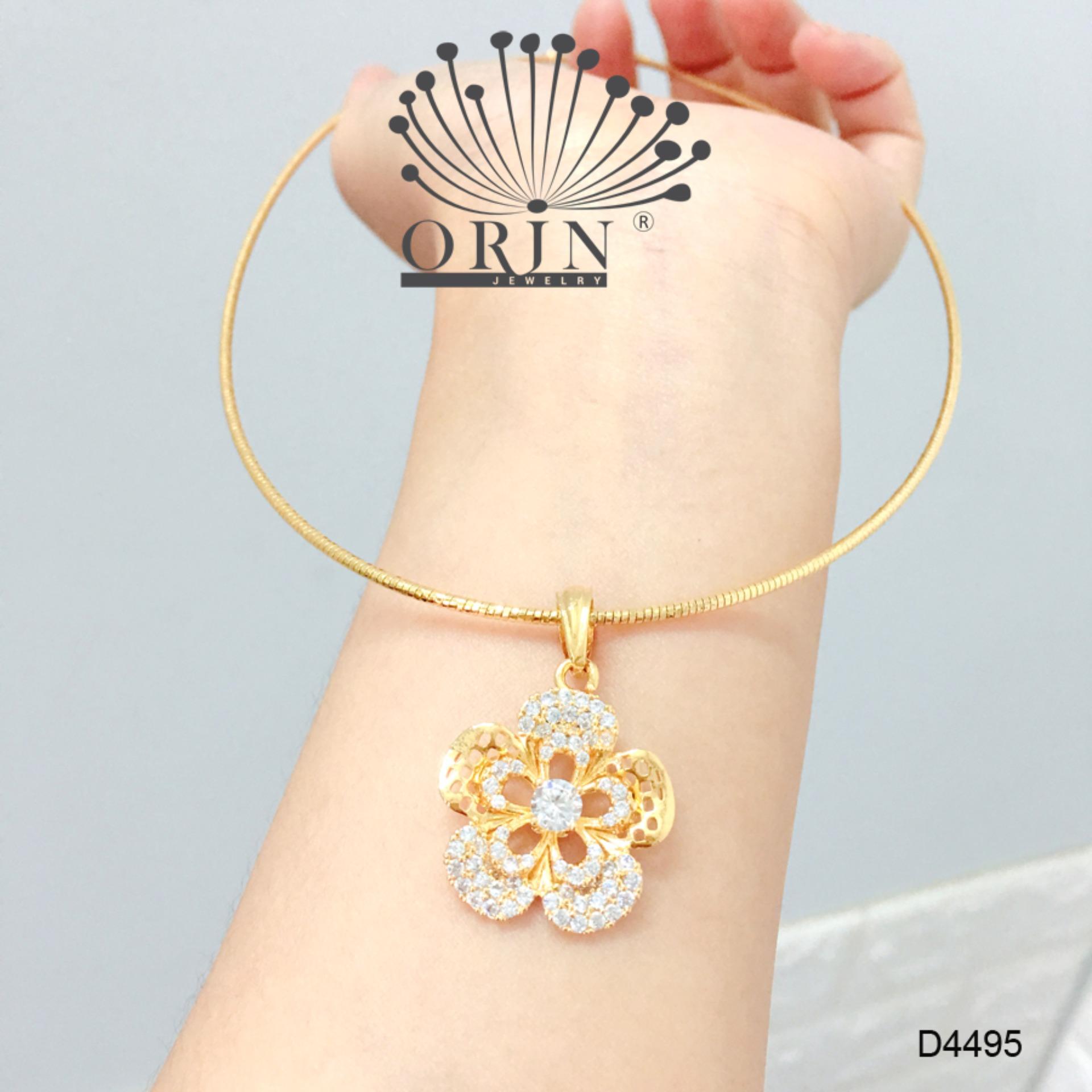 Kiềng dẻo, kiềng cổ nữ dạng nhuyễn mặt hoa mai lưới 5 cánh đính đá thiết kế cao cấp Orin D4495 - Long Tien