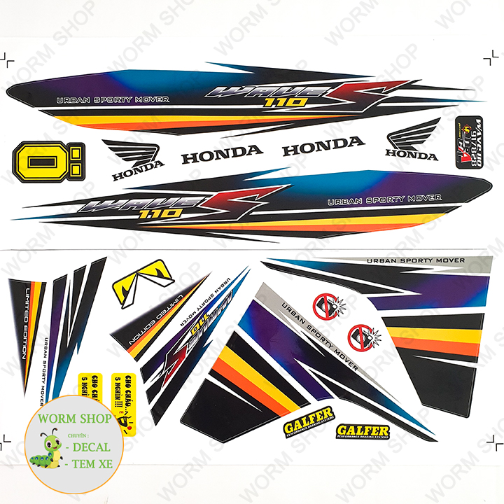 Tem rời Wave Alpha 110 ( Đời 2017 - 2020) - Tem 3 lớp chống phai màu