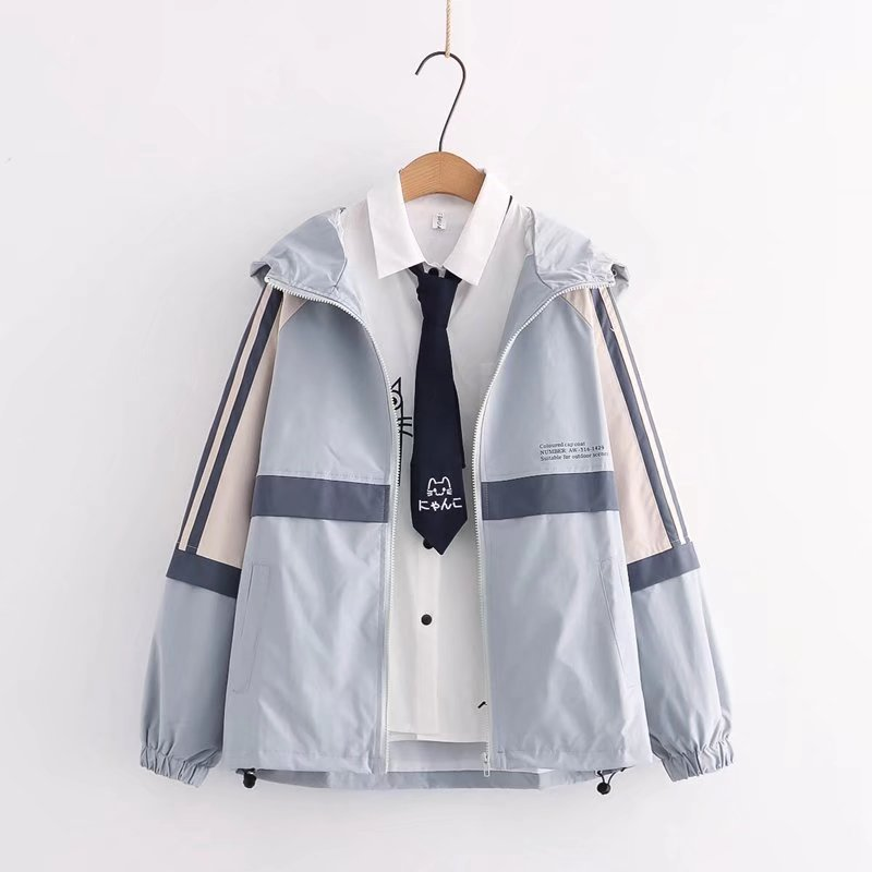 Áo khoác gió nam nữ unisex có nón vải dù nhật 2 lớp phối màu tay kết hợp