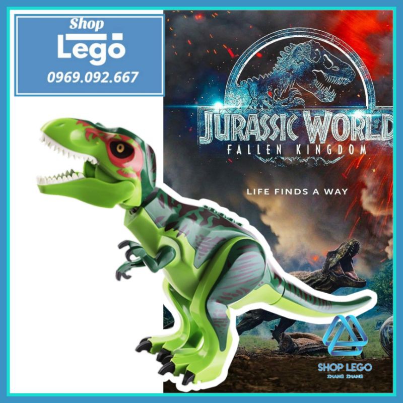 Xếp hình khủng long Tyrannosaurus trong công viên kỷ Jura Jurassic Park Lego Minifigures Kopf KR-12