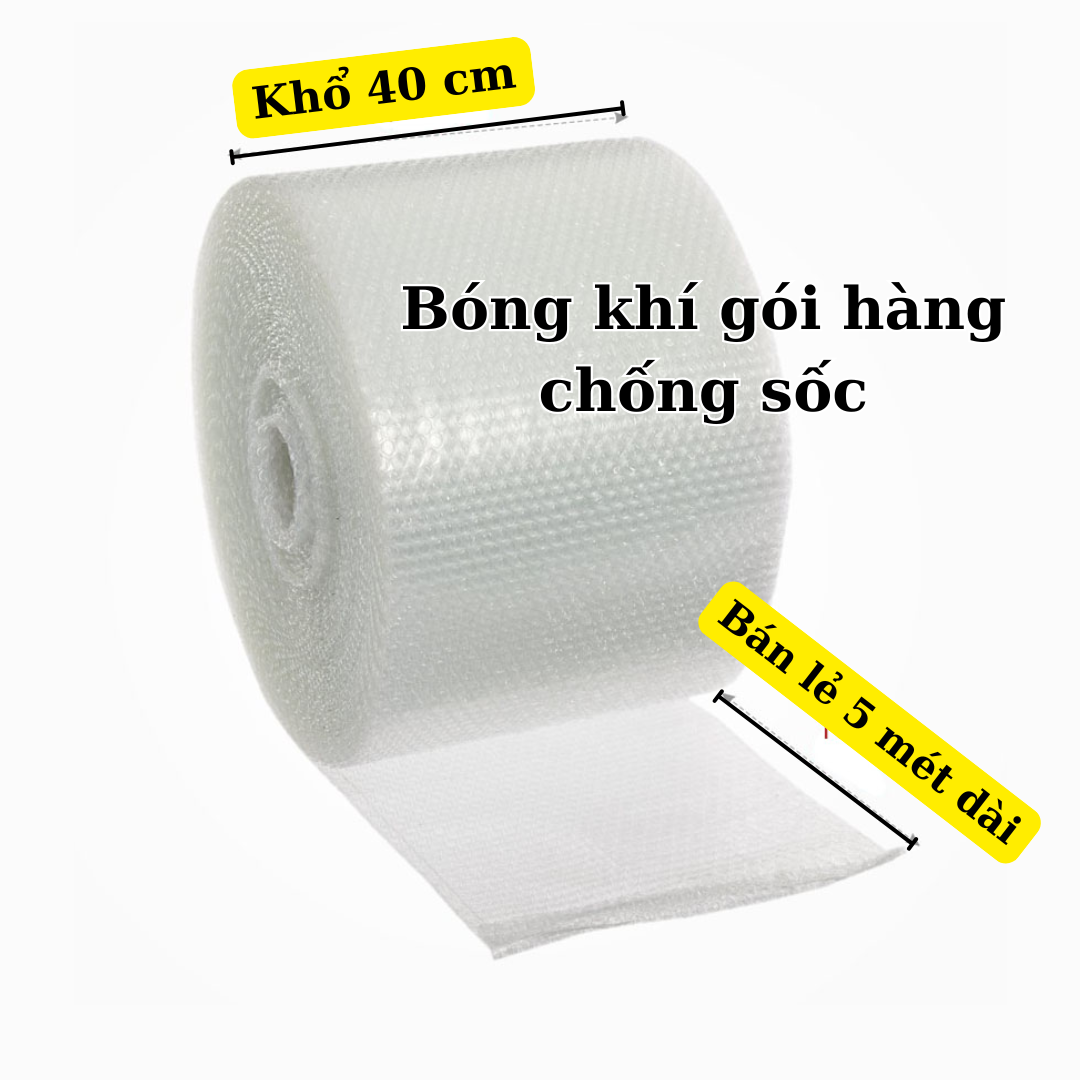 Cuộn bóng khí chống sốc bubble wrap (khổ 40cm) bán lẻ đơn vị 5 mét