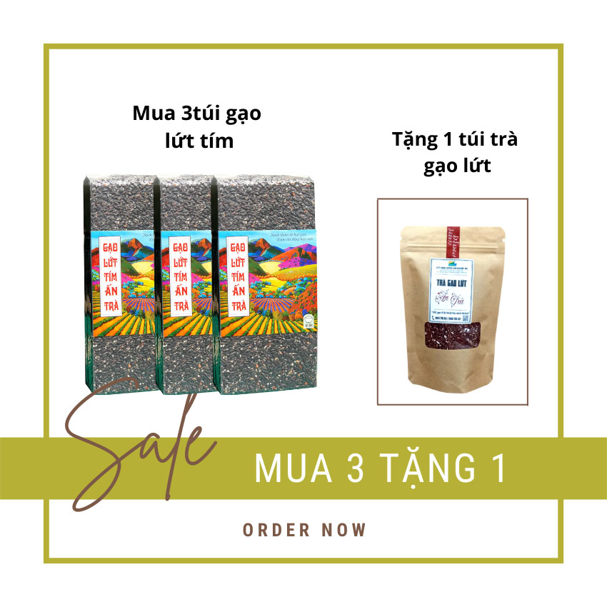 [Tặng quà 35k] Mua combo 3kg gạo lứt tím Ấn Trà -Mềm dẻo dinh dưỡng-Ăn kiêng thực dưỡng-Tặng ngay túi trà gạo lứt 200G mát gan-đẹp dáng