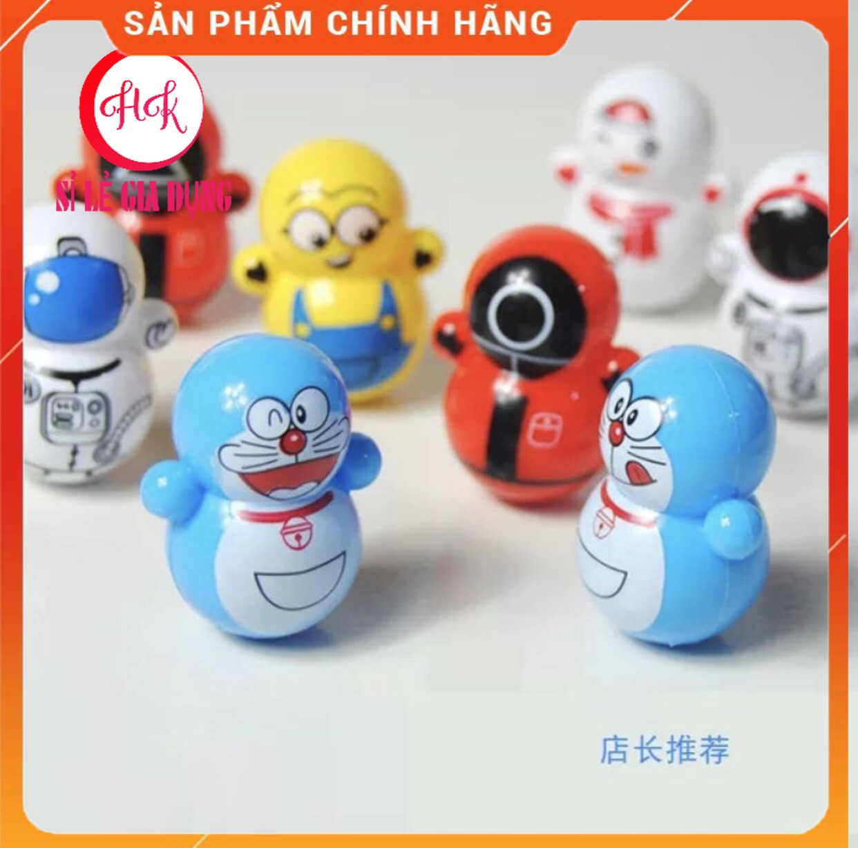 Combo 10 con lật đật mini squid game, lật đật doremon cho bé và nhiều mẫu vui nhộn