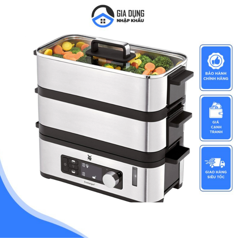 Nồi Hấp Điện WMF 2 Tầng, Nồi Hấp Rau Củ Quả Đa Năng, Công Suất 900W, Điều Khiển Bằng Màn Hình Led, Chất Liệu Thép Không Gỉ 18/10, An Toàn Cho Sức Khỏe, Nhập Đức, BH 12 Tháng