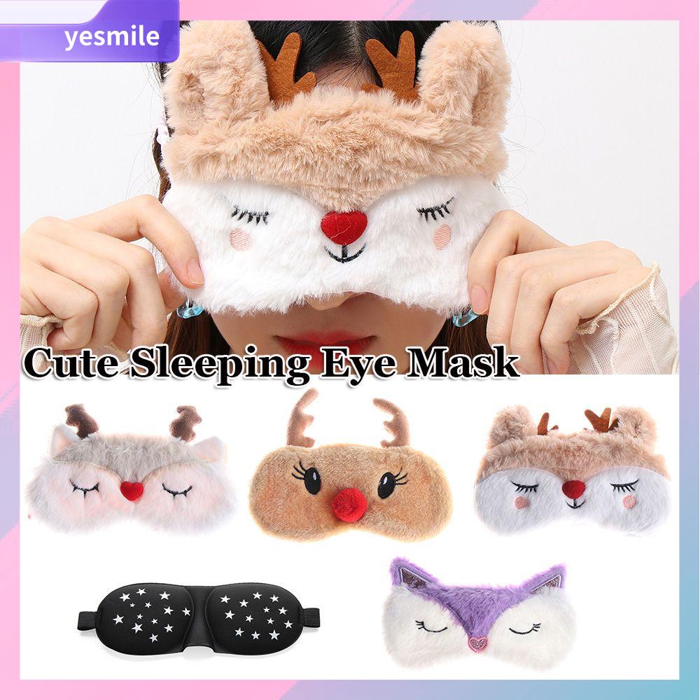 YESMILE Che mắt nạ mắt Phim hoạt hình dễ thương Che mắt Sang trọng mềm mại Đắp nạ Christmas Elk Bịt mắt ngủ