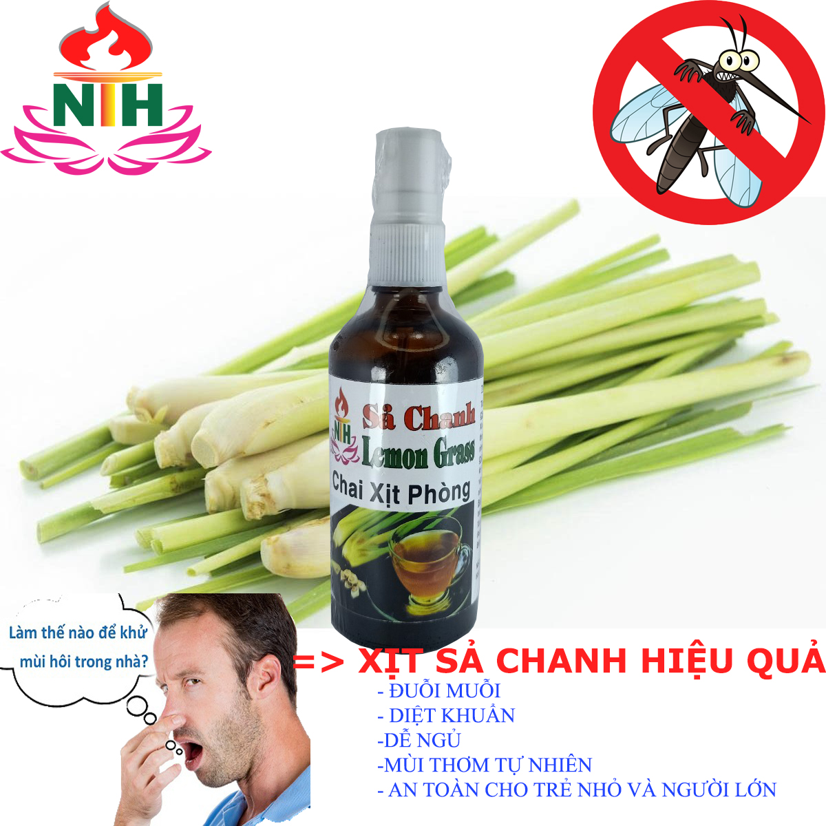 TINH DẦU XỊT PHÒNG SẢ CHANH 100 ML (new  thể tích gấp đôi nhưng giá chỉ gấp rưỡi)
