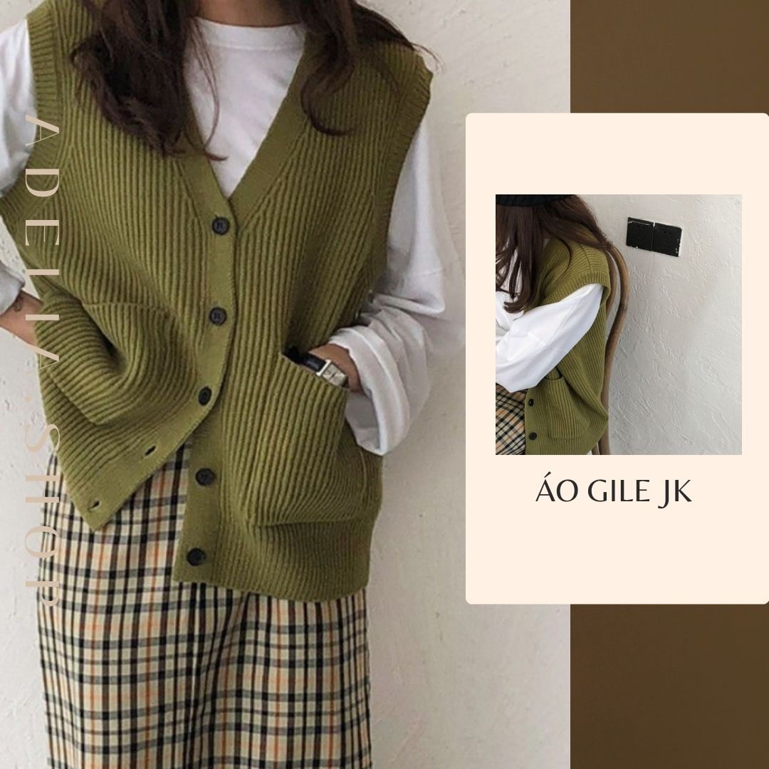 Gile len | áo gile cardigan cổ v chất len mềm form basic thời trang ulzzang, khoác len mềm dệt kim basic