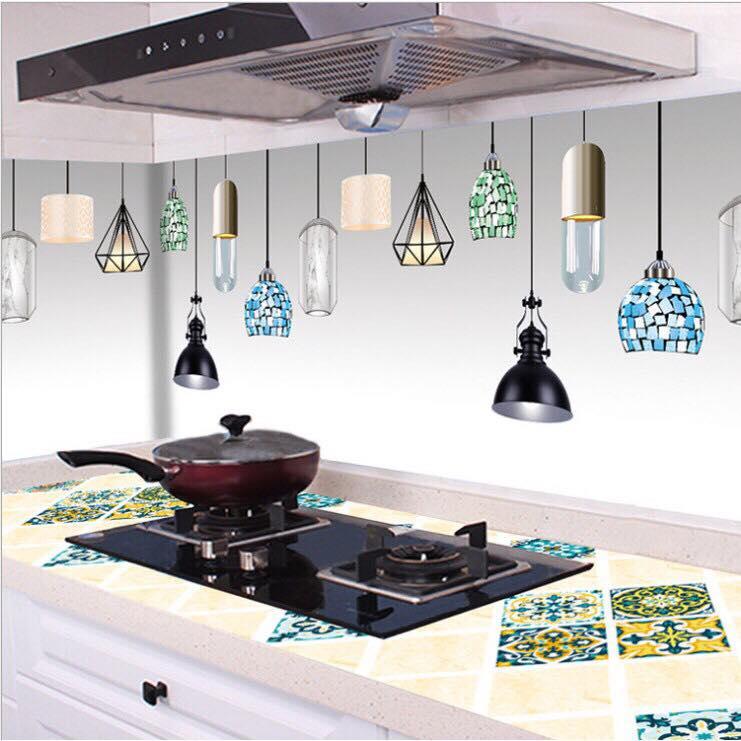 Combo 3m decal dán bêp tráng nhôm cách nhiệt mẫu đèn rủ trang trí khổ 60cm