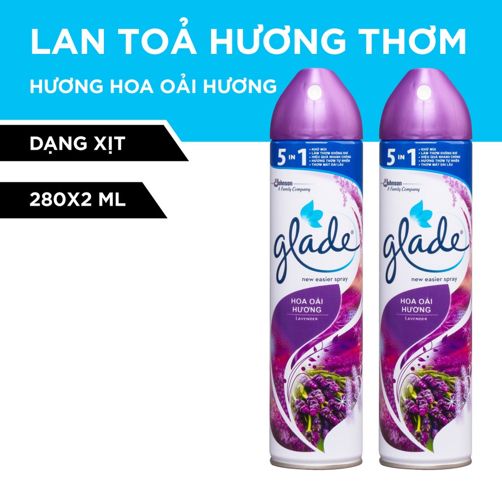 Bộ đôi glade xịt thơm phòng hương lavender 280ml