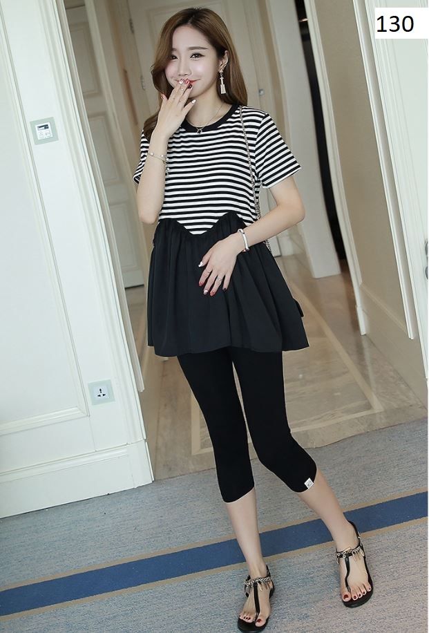 Bộ đồ ngắn mặc bầu thiết kế kẻ sọc sang chảnh, chất liệu cao cấp  BN130