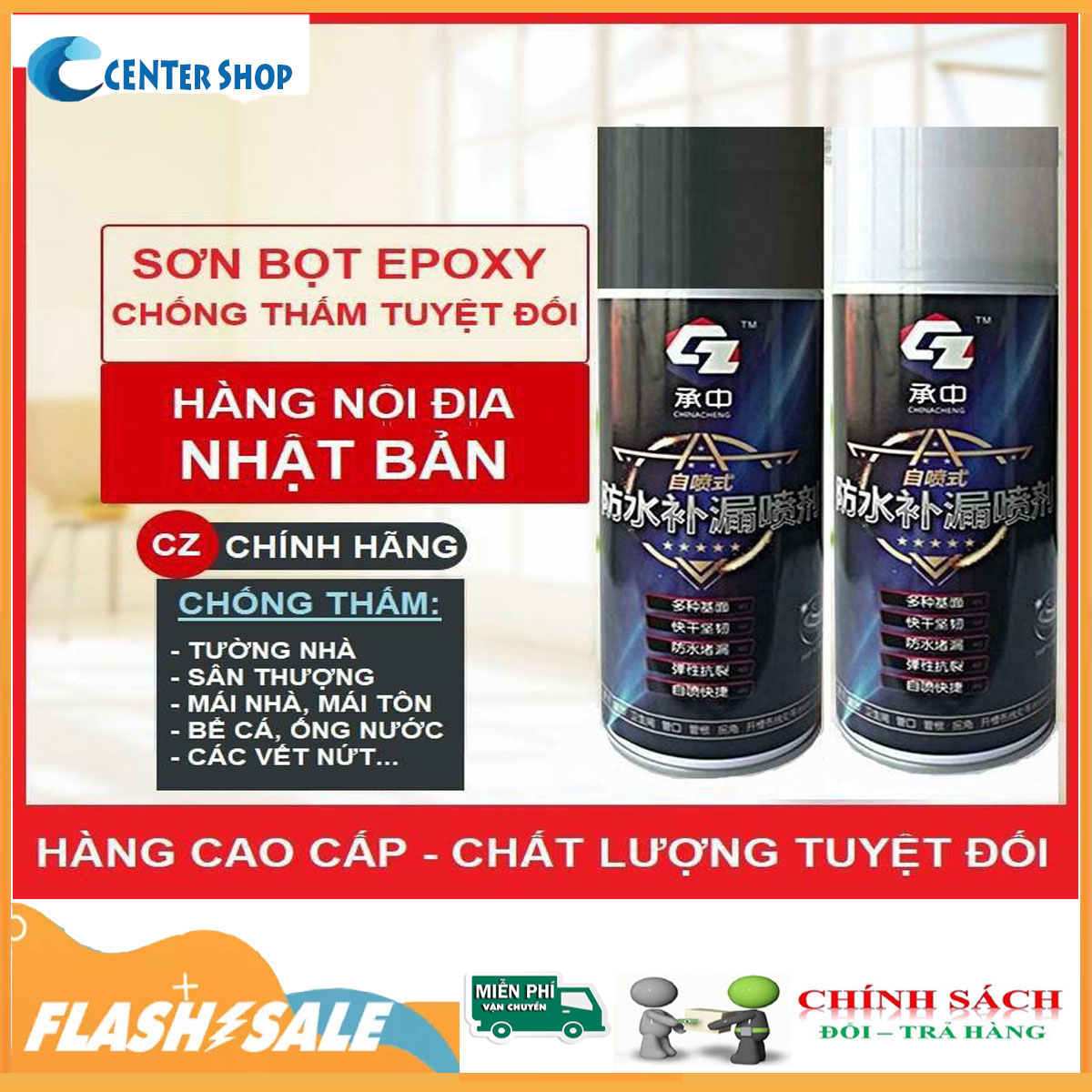 [HÀNG CÓ SẴN] Bình sơn xịt chống thấm đa nămg - Bình Xịt Chống Thấm CZ - Sơn Bọt Epoxy Chống Thấm Nội Địa Nhật Bản 450ml - Chống thấm sàn, tường, mái tôn.... Center shop