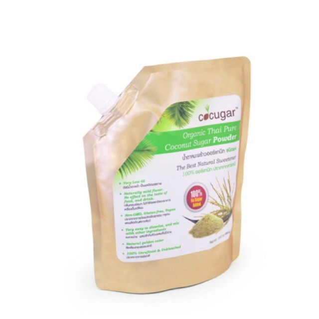 Đường dừa mịn hữu cơ 450g @hàng-thái cocugar organic-thai-pure-coconut-sugar-powder