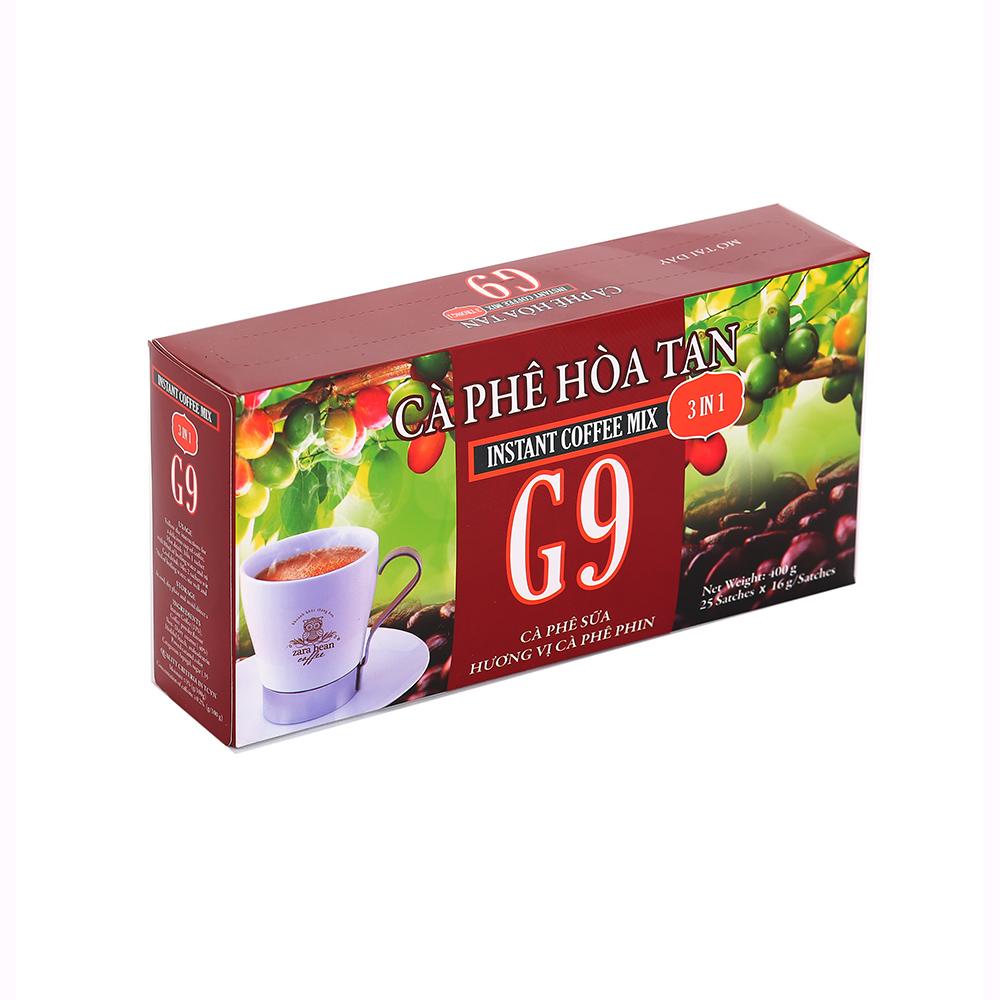 [HCM]COMBO CÀ PHÊ HOÀ TAN 3 IN 1 G9 - ( 6 hộp x 400g, 25 gói x 16g)