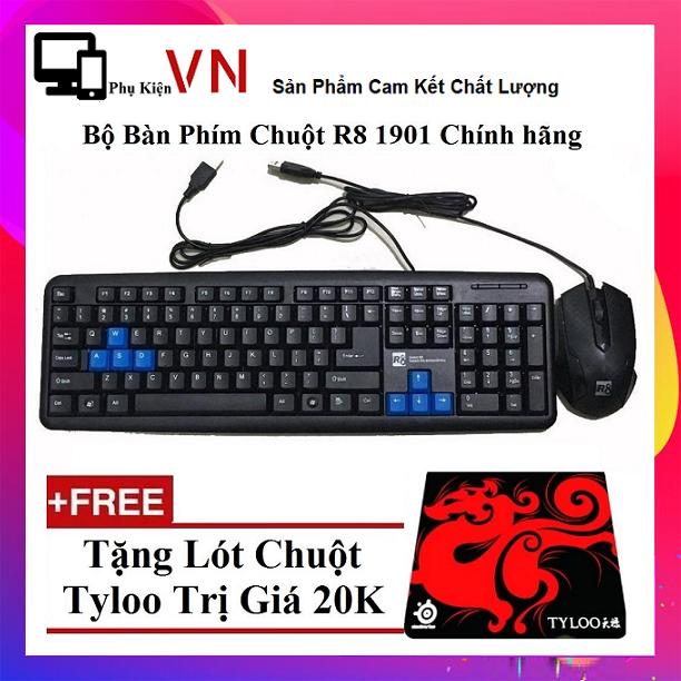 Deal hot bộ bàn phím chuột r8 1901 + tặng lót game