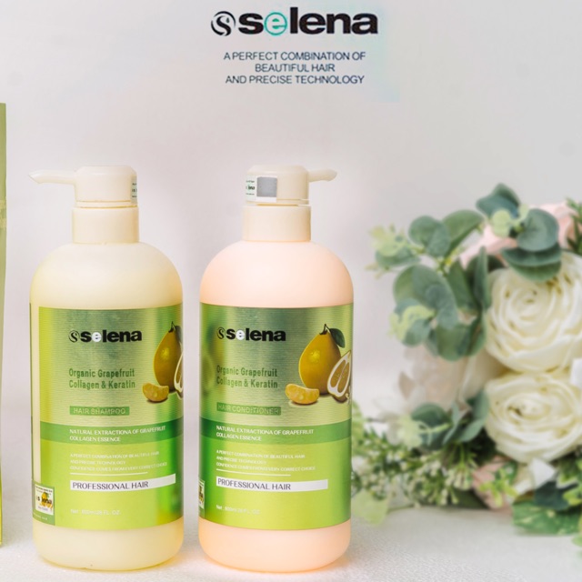 Dầu gội dầu xả bưởi tóc phục hồi hư tổn selena 800ml