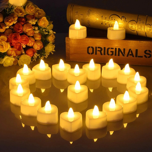 Hộp 24 Nến Đèn Led Trái Tim - Nến điện tử mini - Nến tealight-nến sinh nhật