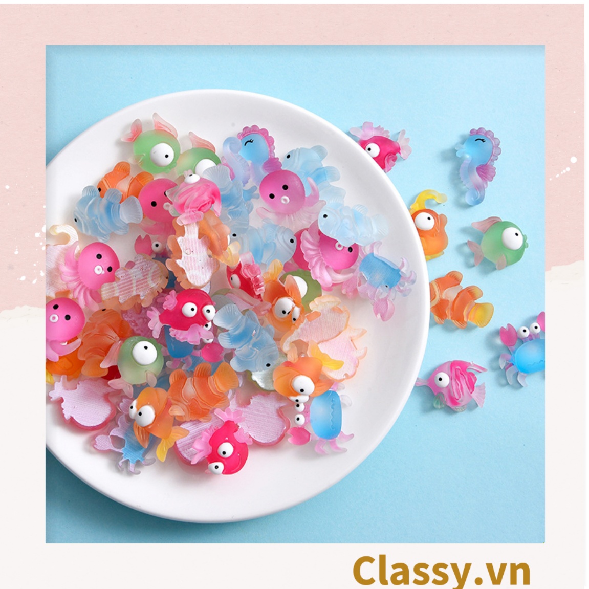Classy Dây cột tóc đính hạt nhựa nhiều màu dễ thương PK1634