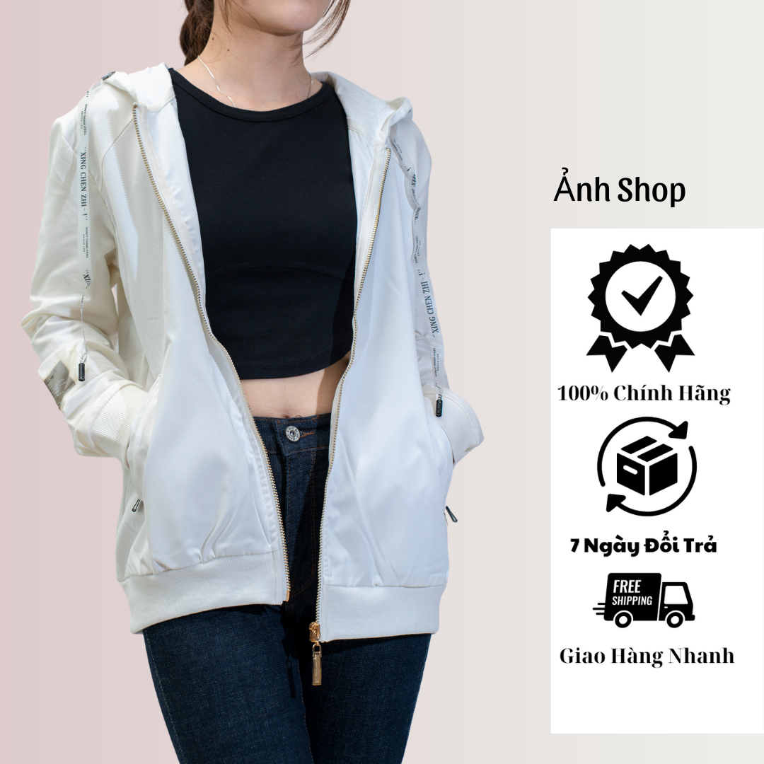 Áo Khoác Gió Nữ Có Mũ phong cách thể thao cá tính