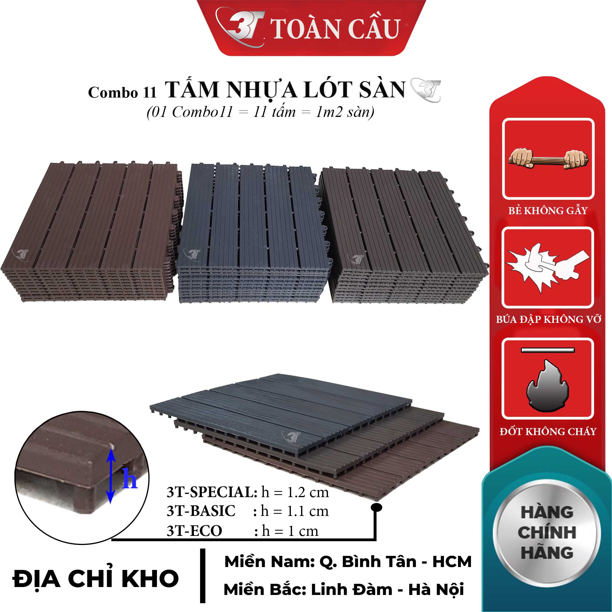 💥 [COMBO 11] Vỉ nhựa lót sàn ban công nguyên khối 3T - Eco, tấm nhựa trải sàn chống trơn trượt nhà tắm - vỉ lót sàn nhà vệ sinh - bể bơi, trang trí sân vườn, chống nóng sân thượng