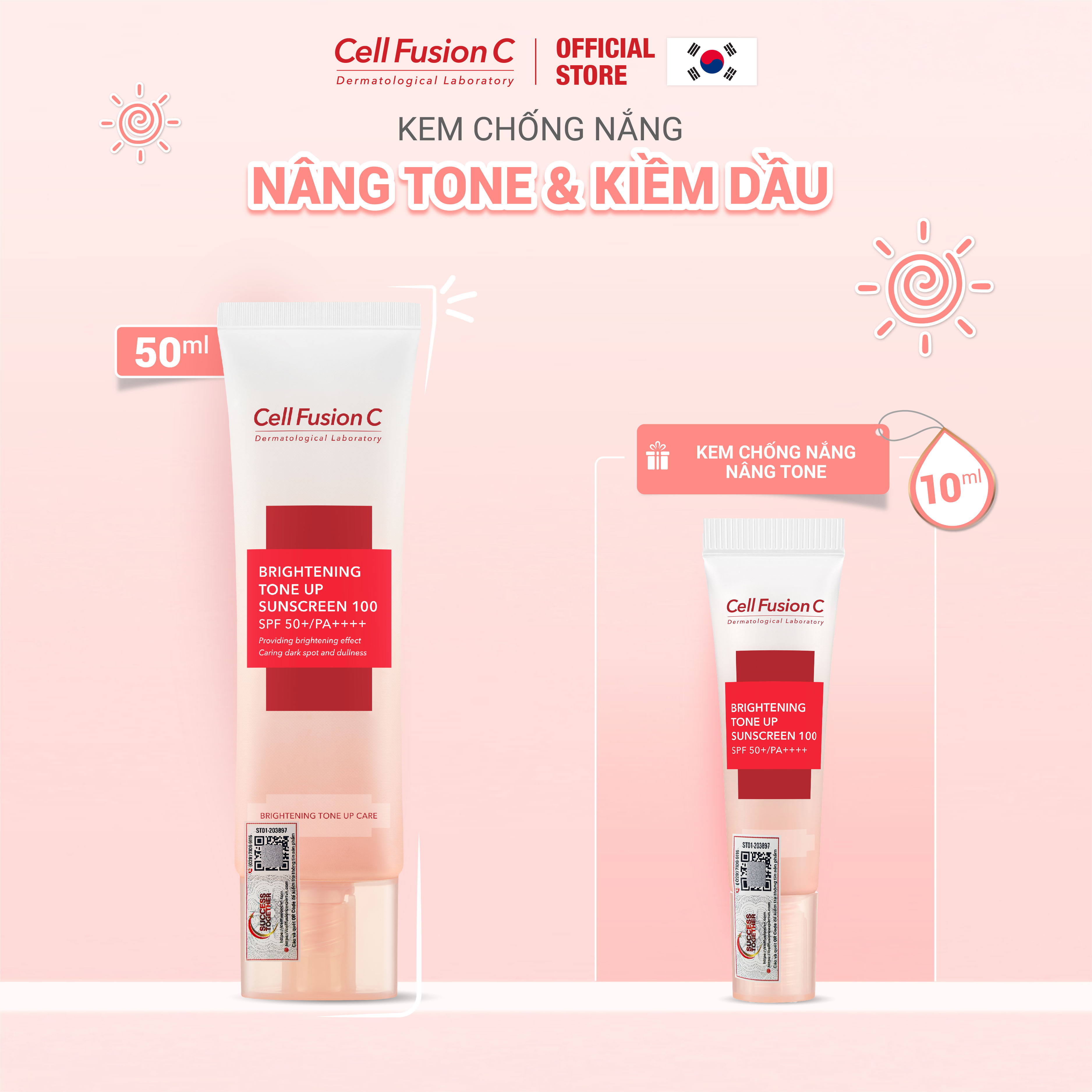 Kem Chống Nắng Dưỡng Trắng Nâng Tone Da Cell Fusion C Brightening Tone Up Sunscreen 100 SPF50+/ PA ++++