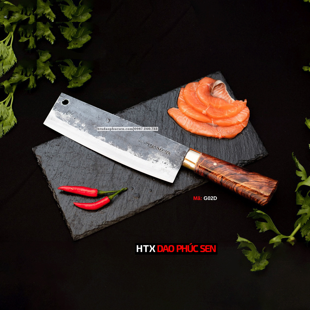 Dao phúc sen thái 20 cán cẩm khâu đồng