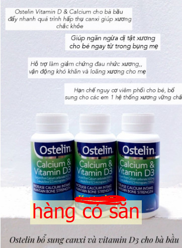 Viên uống bổ sung Canxi và Vitamin D3 cho mẹ bầu Ostelin Calcium &amp; Vitamin D3 130 viên Úc