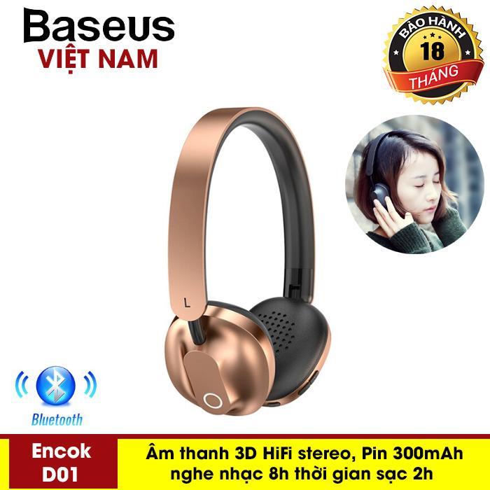 Tai nghe chùm tai Bluetooth v4.1 cao cấp âm thanh Hifi stereo thương hiệu Baseus D01 - Phân phối bởi Baseus Vietnam