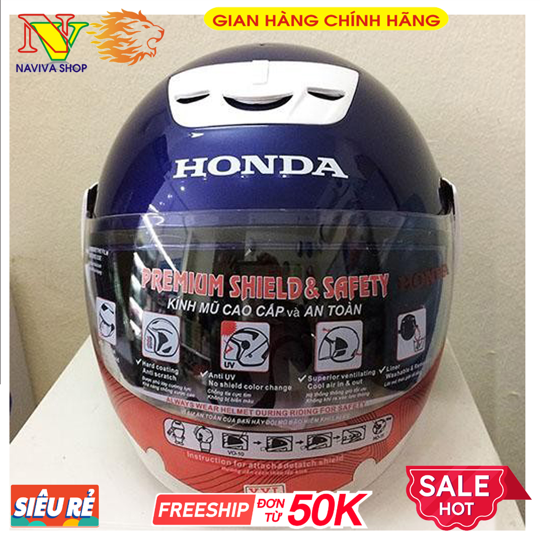 Mũ bảo hiểm Honda cả đầu cao cấp thời trang giá rẻ, bền, đẹp. Vật dụng không thể thiếu khi tham gia giao thông